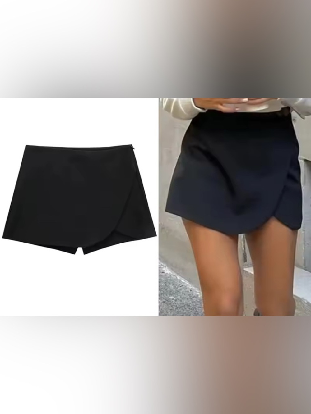 Black Asymmetrical Wrap Front Skort. Size XS. BRAND NEW.